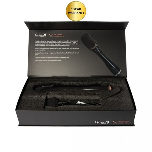 فرشاة مصفف ومجفف الشعر 2 في 1 اسود