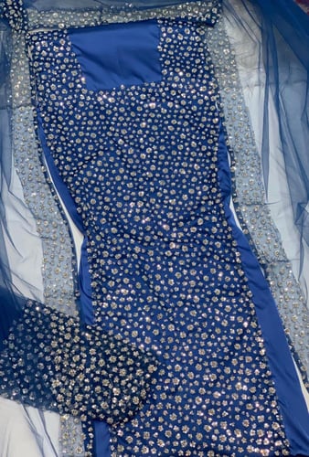 دراعة تور وحرير ٤ قطع شغل ترتر وخرز (غير مفصل)