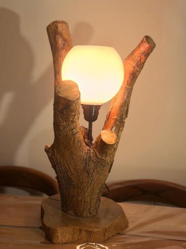 Abajour made of ebony wood, height 50 cm