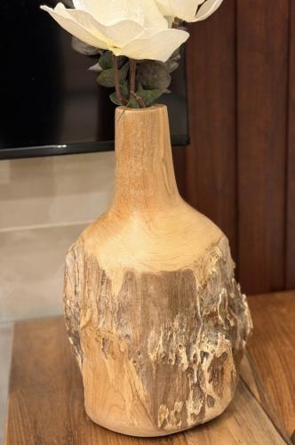 Teak wood vase, height 29 cm