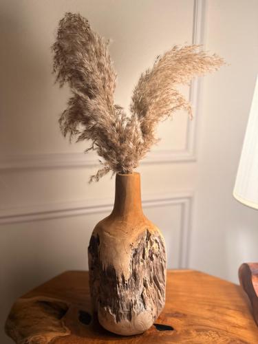 Teak wood vase, height 29 cm