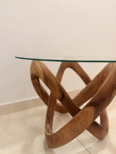 طاولة نجميه الارتفاع 45 من خشب التيك (بدون قزاز )