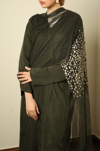 حرير مغسول مع شال دانتيل