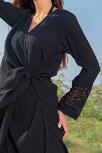 عباية كريب مكسر أسود