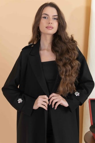 عباية أسود رسمي مع كرستال
