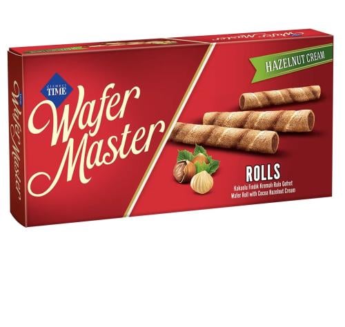 بسكويت ويفر تايم رولز بكريمة البندق