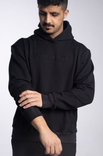 هودي نسائي / رجالي بياقة كبيرة أسود