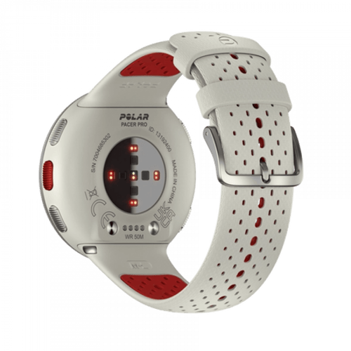 بولار - ساعة لياقة Pacer Pro أبيض/أحمر