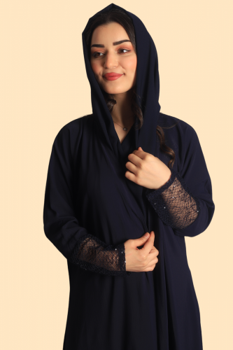 عباية ملونة كحلي لمسة حرير