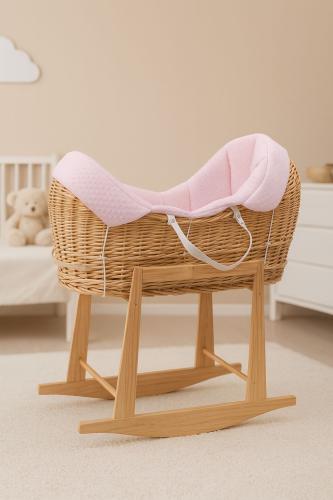 سلة موسى رأسين مع حامل هزاز خشبي