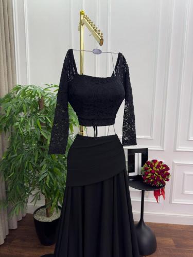 فستان قطعتين أسود