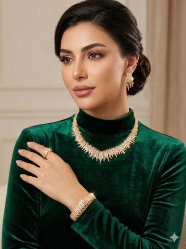 طقم فاخر ذهبي فضي