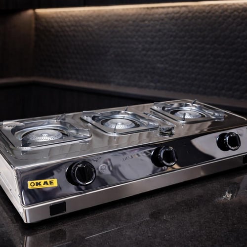 موقد غاز استيل 3 عين أوتوماتيك OKAE