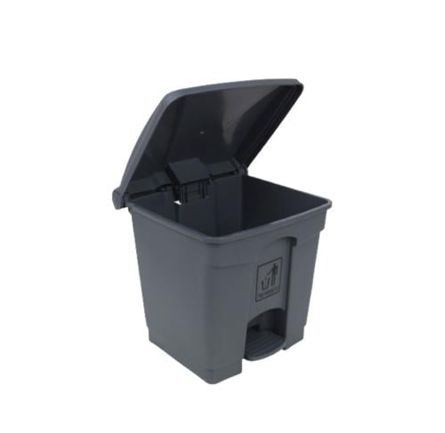 سلة نفايات بلاستيكية مع دعاسة - سعة 30 لتر رمادي