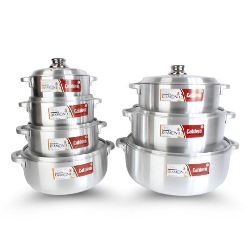 طقم قدور باكستاني عريض ألمنيوم ثقيل 7 مقاسات