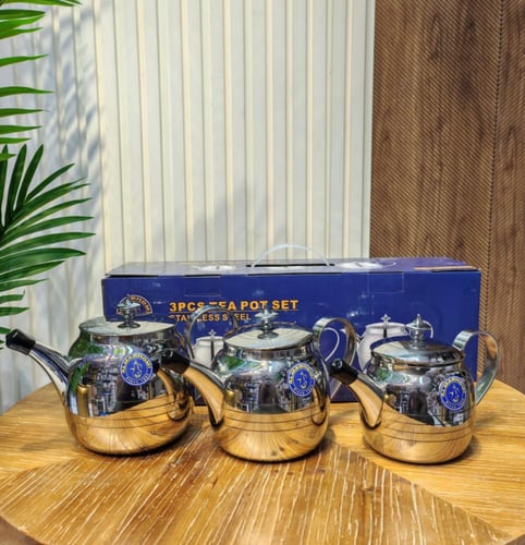 طقم ابريق شاي استيل 0.8 لتر -1 لتر -1.5 لتر