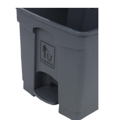 سلة نفايات بلاستيكية مع دعاسة - سعة 30 لتر رمادي