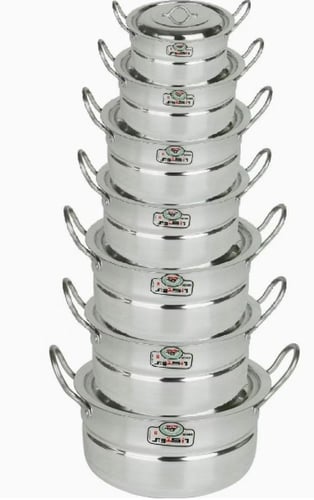 طقم قدور 6 اكتوبر مكون من 7 قطع المنيوم , فضي