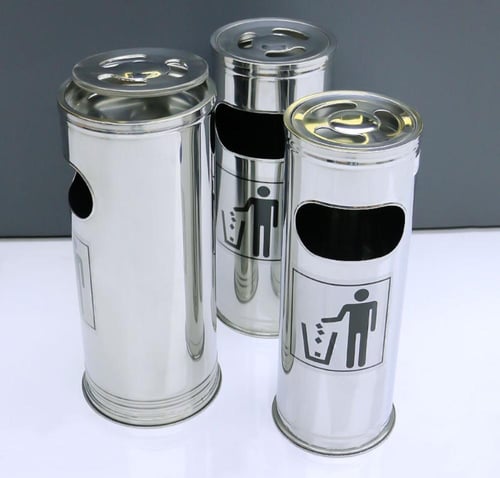 طقم سلة مهملات من الاستيل مع طفاية علوية 3 قطع