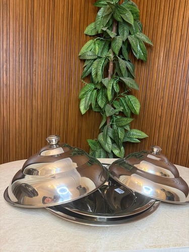 صحن كوزي ستيل بغطاء ومقاسات متعددة