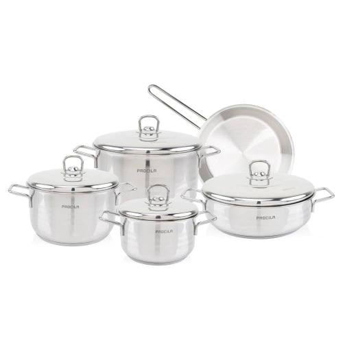 طقم قدور استيل ثقيل اصلي9 قطع مع طاوة