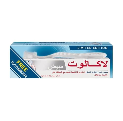 معجون أسنان لاكالوت مبيض مع فرشاة مجانية لنظافة وح...