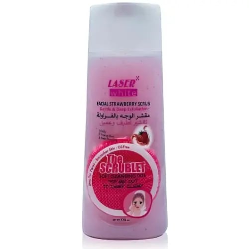 مقشر ليزر وايت للوجه بخلاصة الفراولة لتنقية وتنعيم...