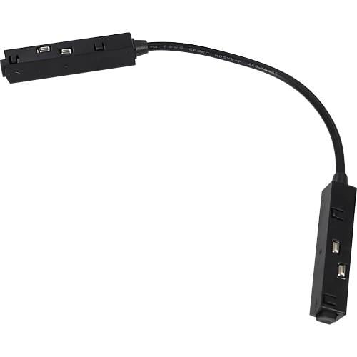 Electrical connector, corner between rails, long w...