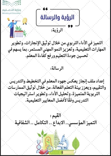 ملف شواهد الاداء الوظيفي الجديد العلوم