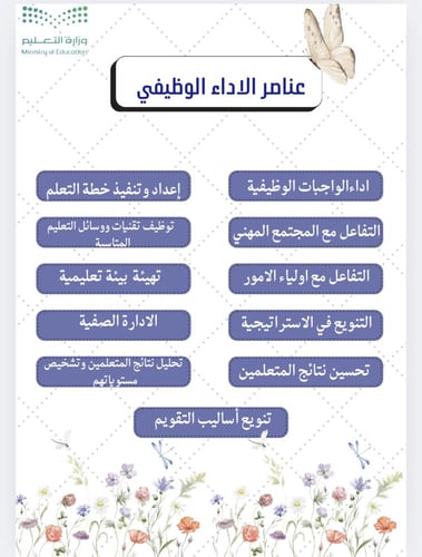 ملف شواهد الاداء الوظيفي للمعلم