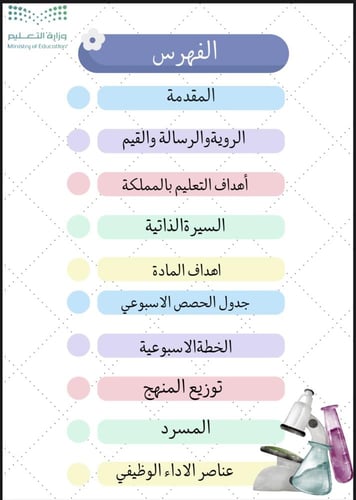 ملف شواهد الاداء الوظيفي الجديد العلوم