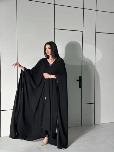 عباية نسائية كريستال اسود بقصة مفتوحة بلاك بيري