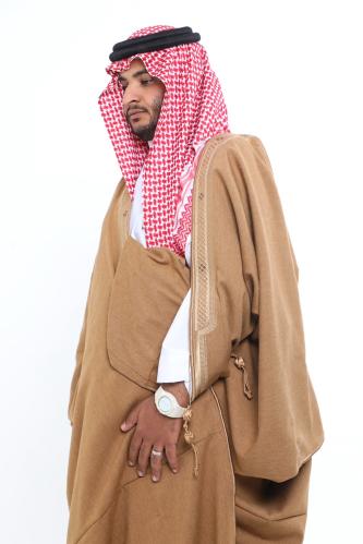 A bisht and a wool cloak, light blonde silk mesh