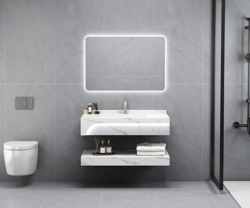 مغاسل ديكور رخام صناعي مقاس 80 سم رمادي