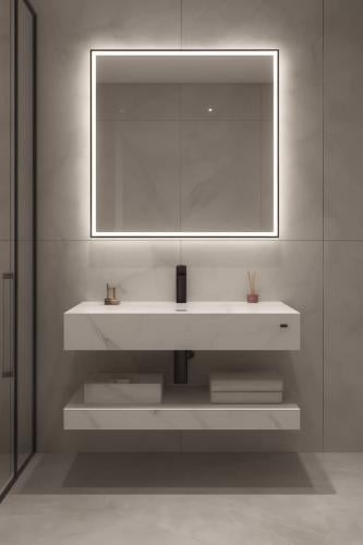 مغسلة بديل رخام سراميك حوض واحد60 سم لون ابيض عرق...