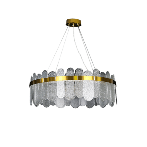 نجف مودرن شكل ذهبي مع اشراقة متعددة الألوان ( كريم...