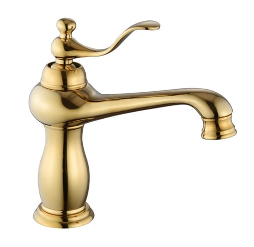 خلاط مغسلة معتق أصفر قصير مقاوم للصدأ