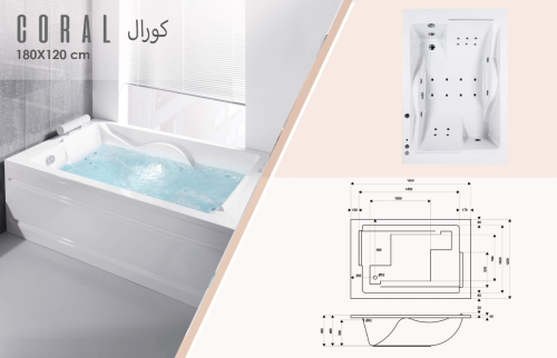 جاكوزي كورال فل كامل مقاس 180*120 صناعه بحريني اجه...