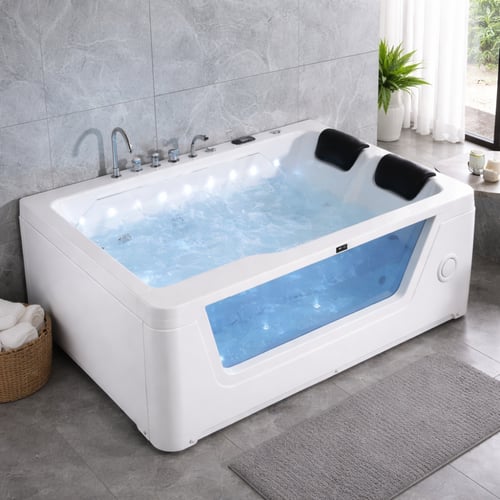 جاكوزي مستطيل لون ابيض مقاس ١٨٠*١٢٠ كامل مواصفات