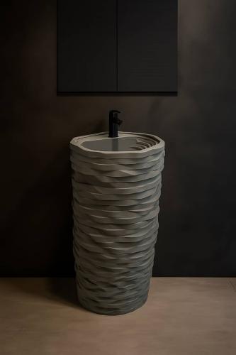 مغسلة حمام برميل مودرن لون رمادي