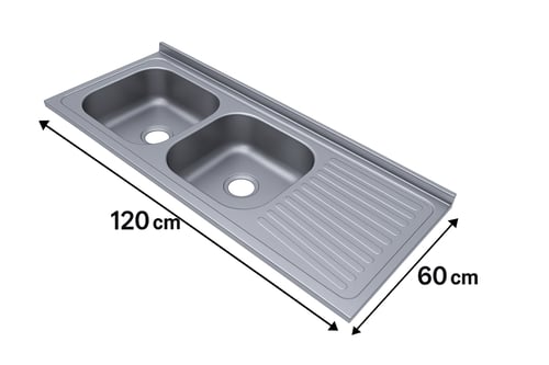 مجلى حوضين استيل 60*120 موديل كوري - التقنية الوطن...