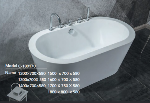 مغطس كلاسك لون ابيض مقاس 170*75 ارتفاع 580 بضمان ع...