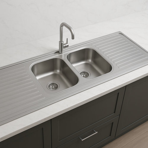 مجلى حوضين وسط استيل 60*150 موديل كوري - التقنية ا...