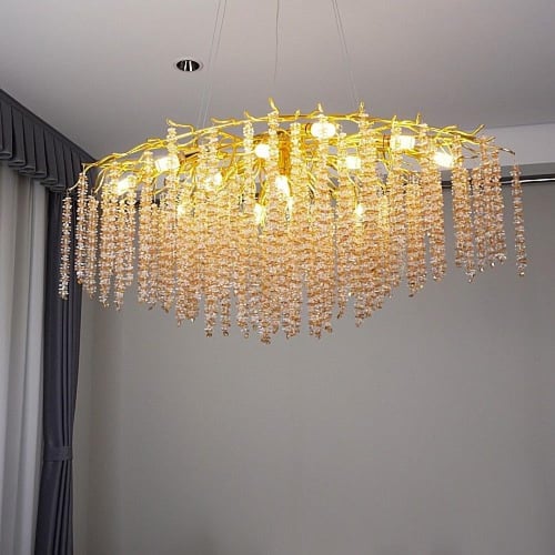 نجف مودرن 1200 ذهبي مع شفاف مع عسلي E14*13 لمبة