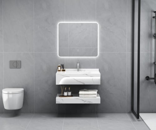 مغاسل ديكور رخام صناعي مقاس 80 سم رمادي