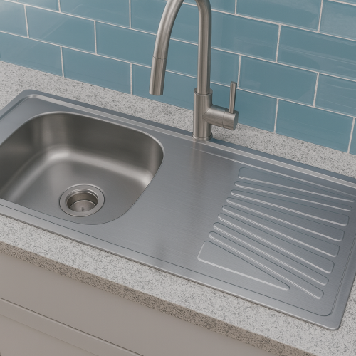 مجلى حوض استيل 50*100 تسقيط علي الرخام - التقنية ا...