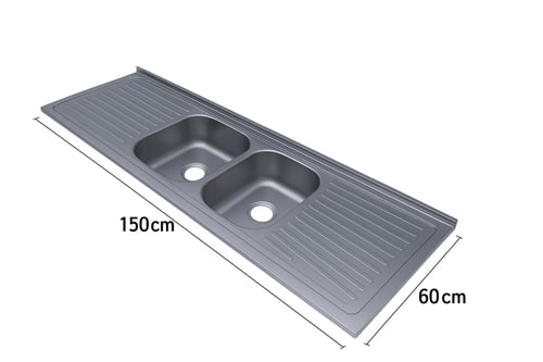 مجلى حوضين وسط استيل 60*150 موديل كوري - التقنية ا...