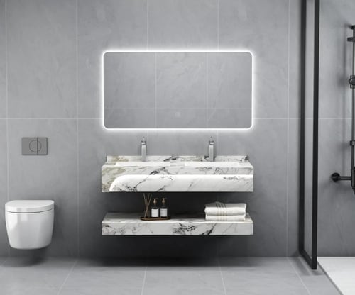 مغاسل ديكور رخام صناعي حوضين مقاس 120سم