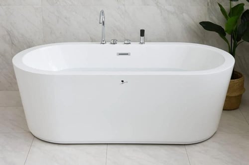 مغطس كلاسيك بيضاوي أنيق 160×75 سم أبيض مع خلاط – ف...