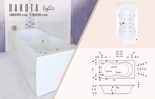 جاكوزي داكوتا فل كامل مقاس 170*90 صناعه بحريني اجه...